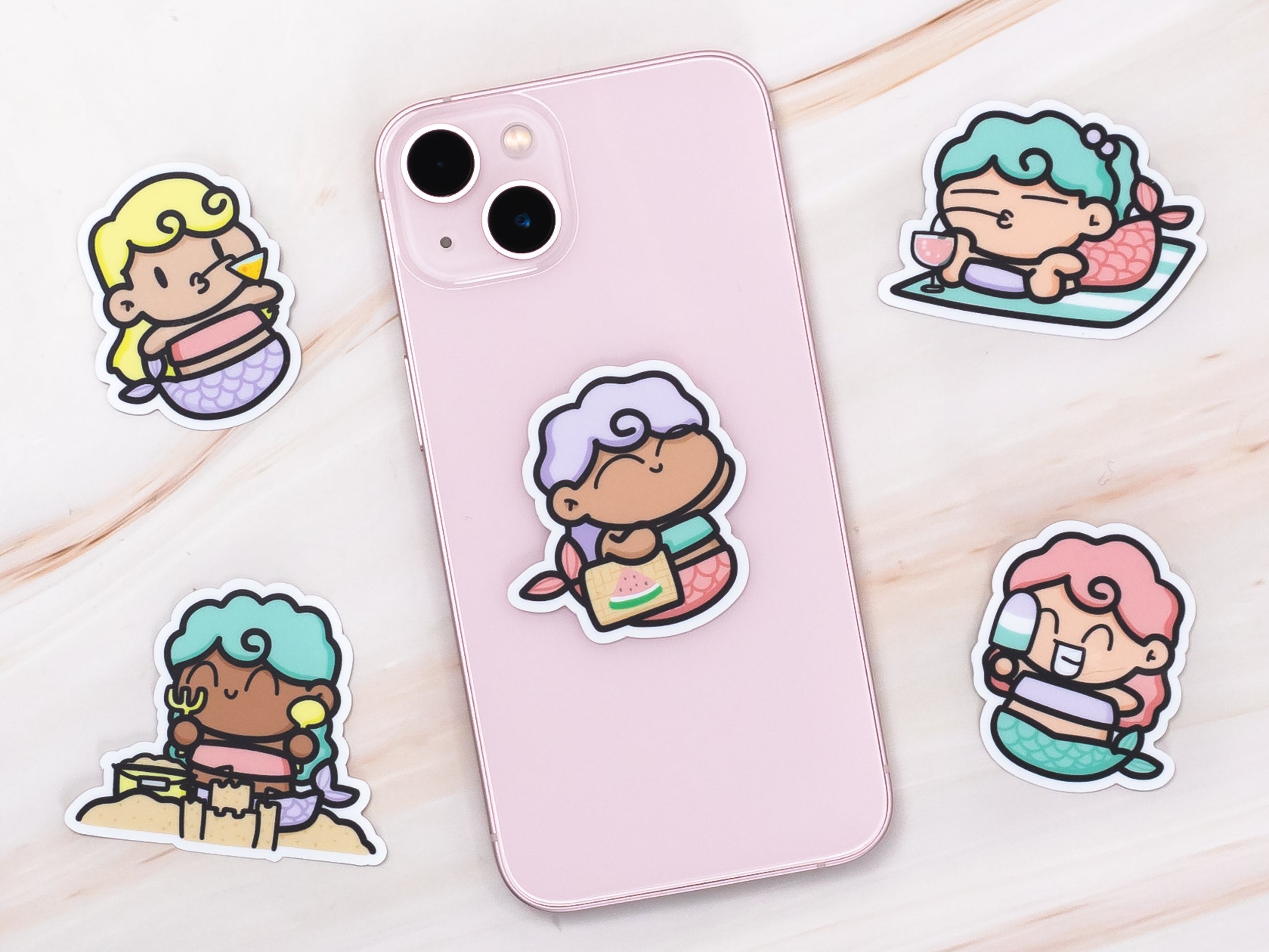 Summer Mermaids Die Cut Stickers (Set of 5)