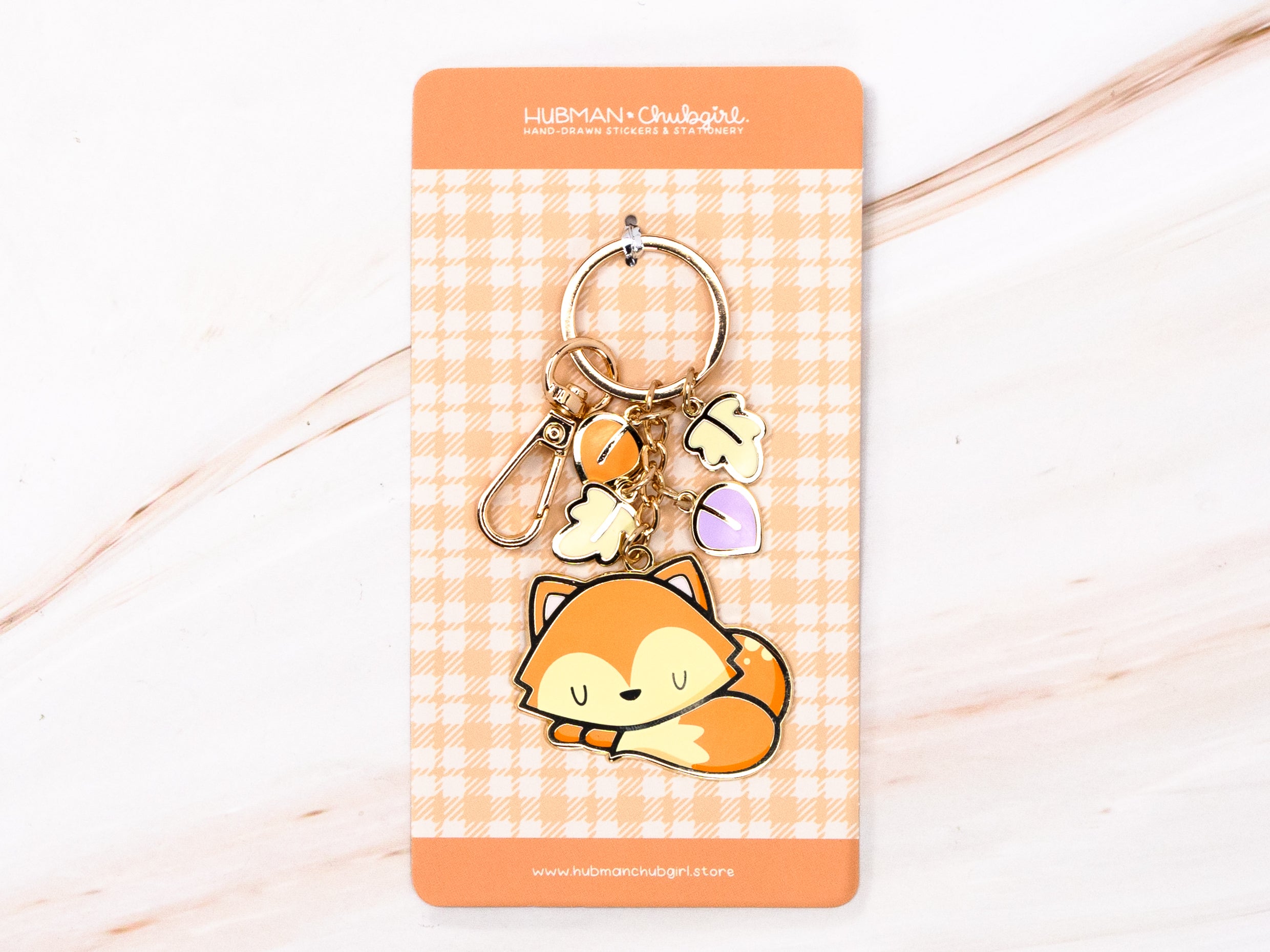 Autumn Fox Enamel Keychain