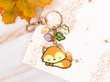 Autumn Fox Enamel Keychain
