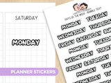 Days of the Week - Bubble Text Planner Stickers