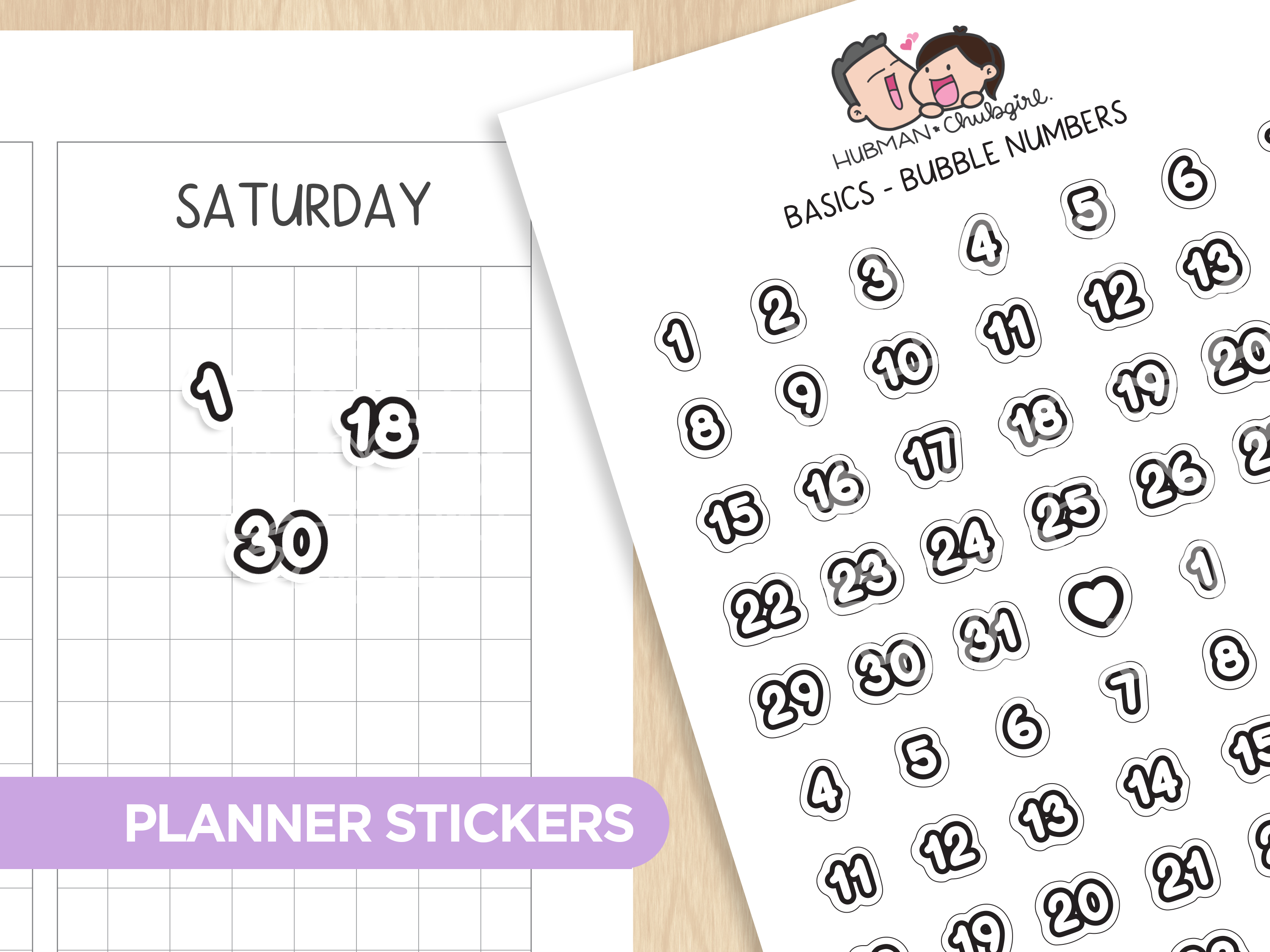 Basics - Bubble Numbers Planner Stickers
