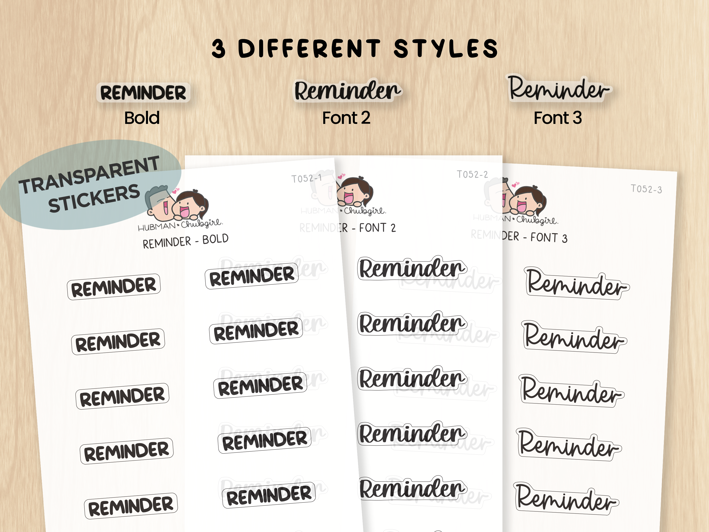 Reminder - Text Planner Stickers (3 Font Styles)