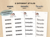 Reminder - Text Planner Stickers (3 Font Styles)