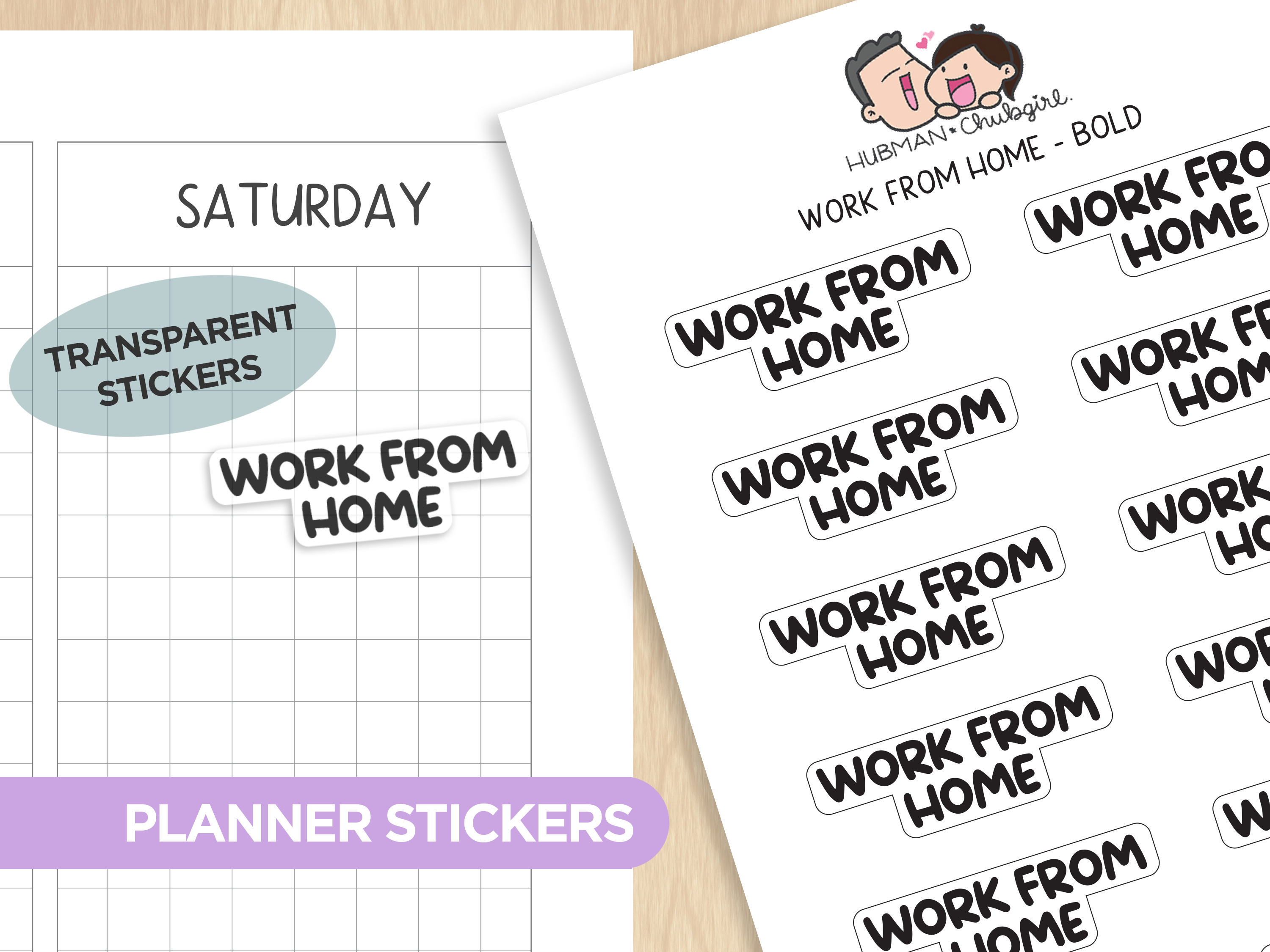 Text Planner Stickers Set (Bold Font)