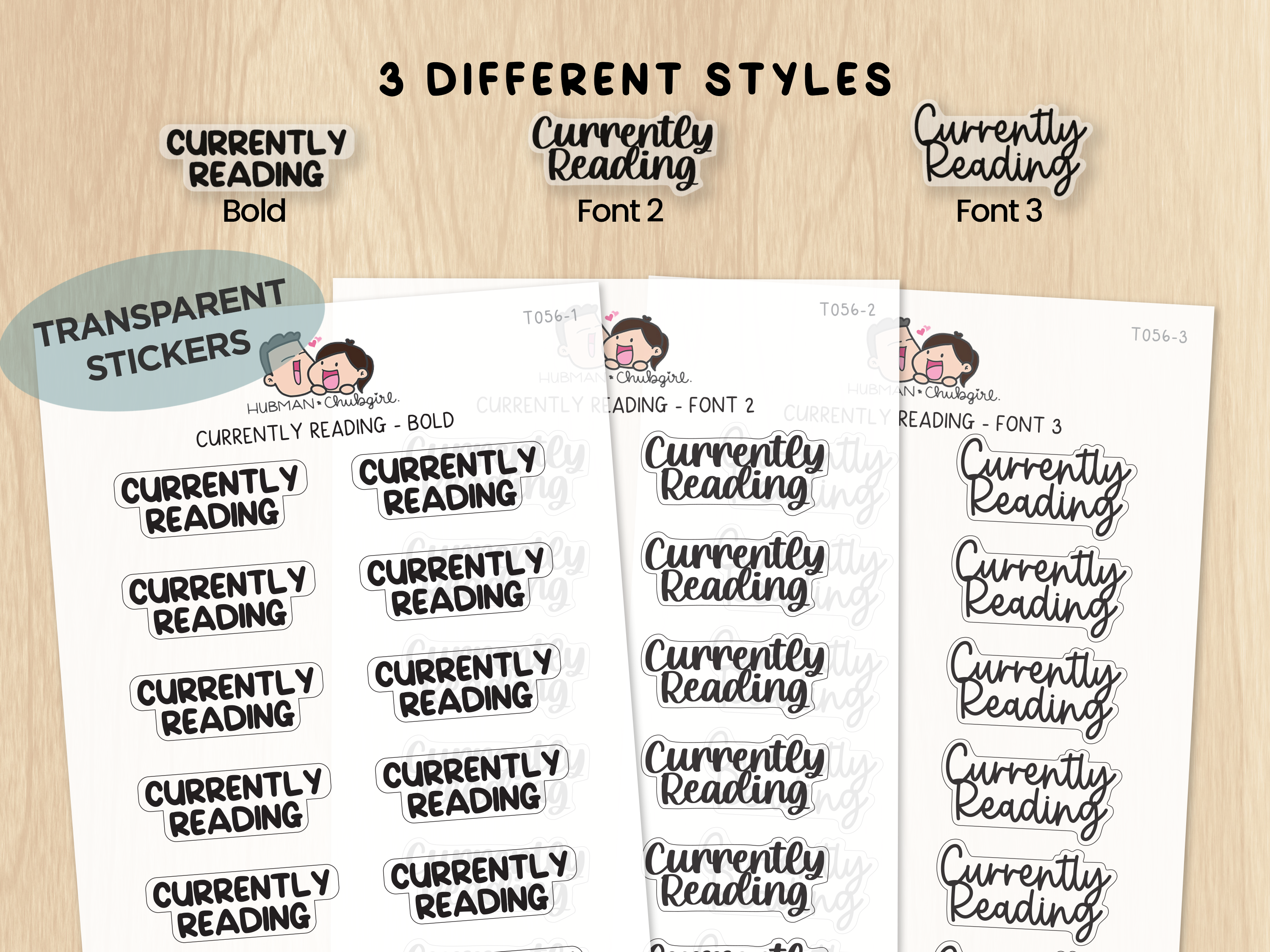 Currently Reading - Text Planner Stickers (3 Font Styles)