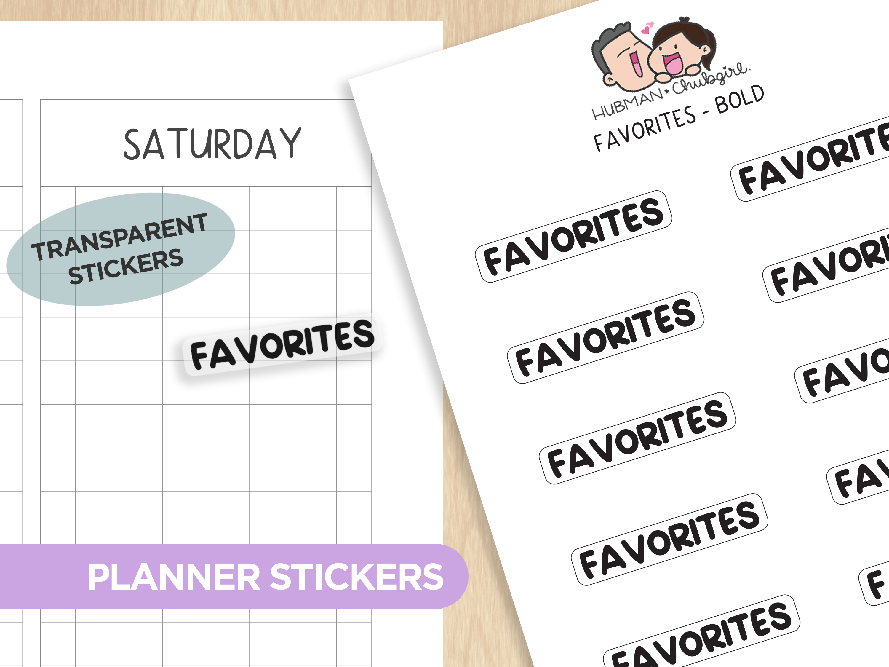 Favorites (US Sp.) - Text Planner Stickers (3 Font Styles)