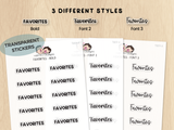 Favorites (US Sp.) - Text Planner Stickers (3 Font Styles)