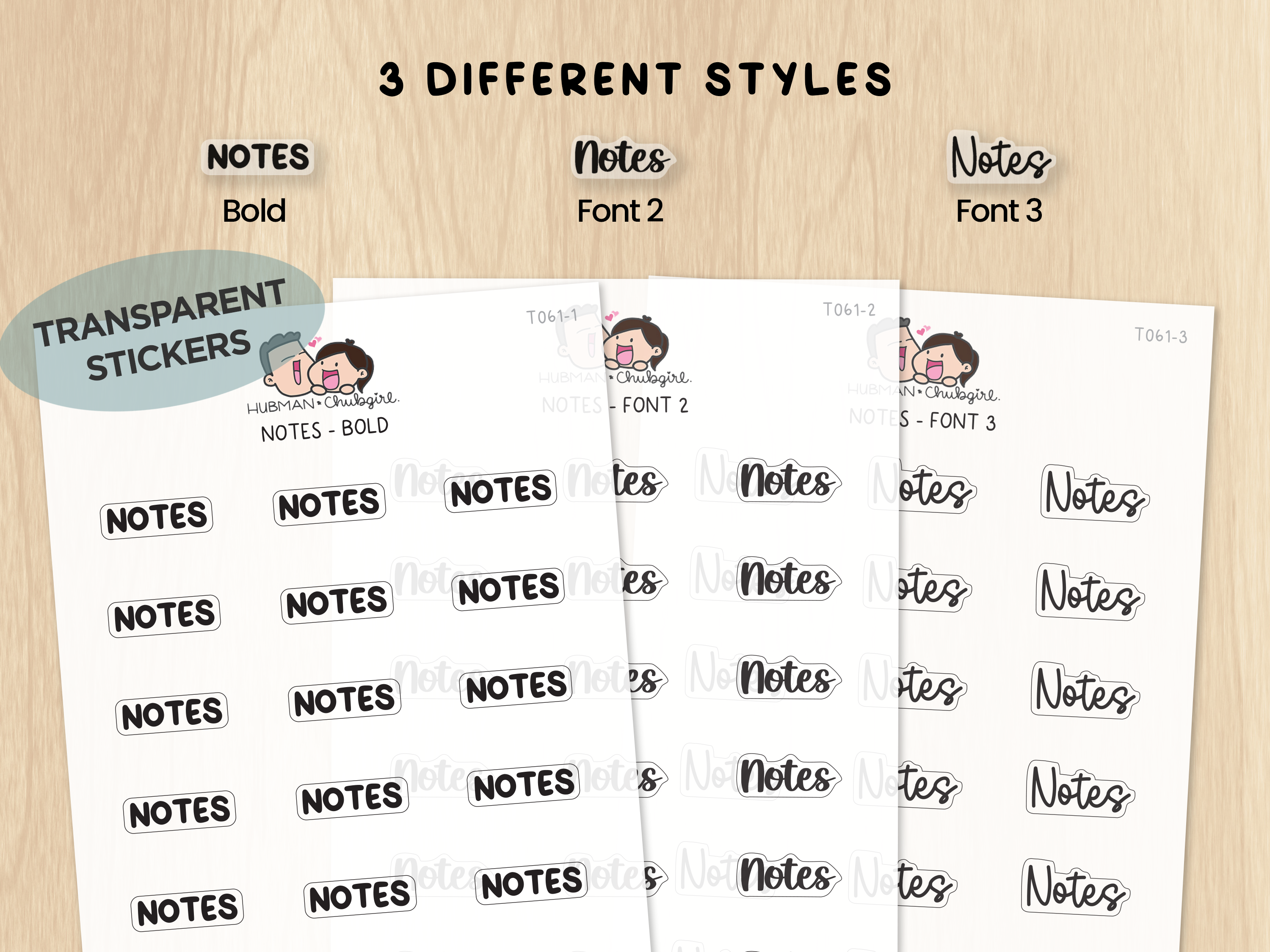 Notes - Text Planner Stickers (3 Font Styles)