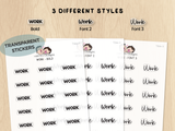 Work - Text Planner Stickers (3 Font Styles)