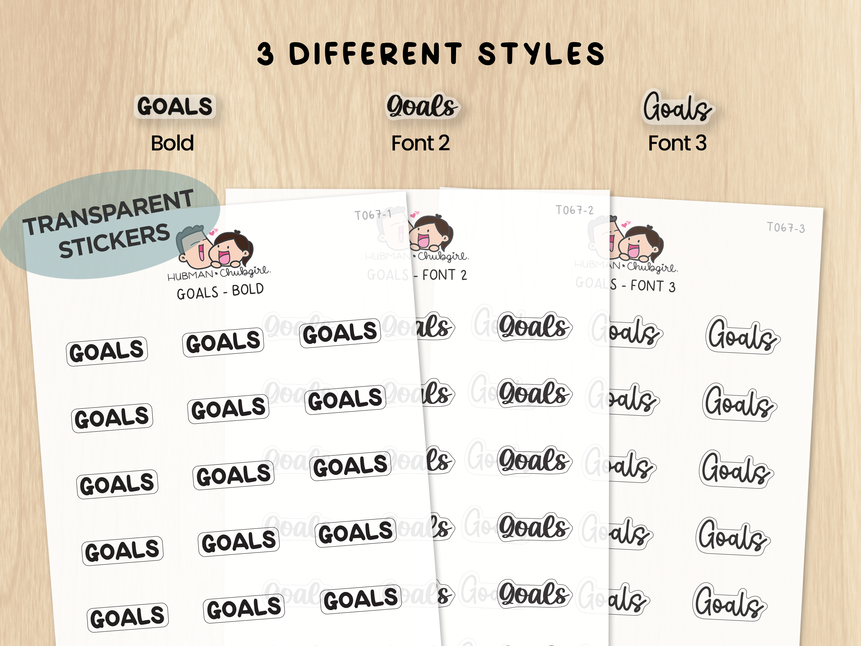 Goals - Text Planner Stickers (3 Font Styles)