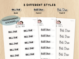 Bill Due - Text Planner Stickers (3 Font Styles)