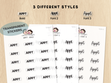 Appt - Text Planner Stickers (3 Font Styles)