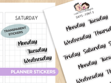 Days - Text Planner Stickers (Font 2)