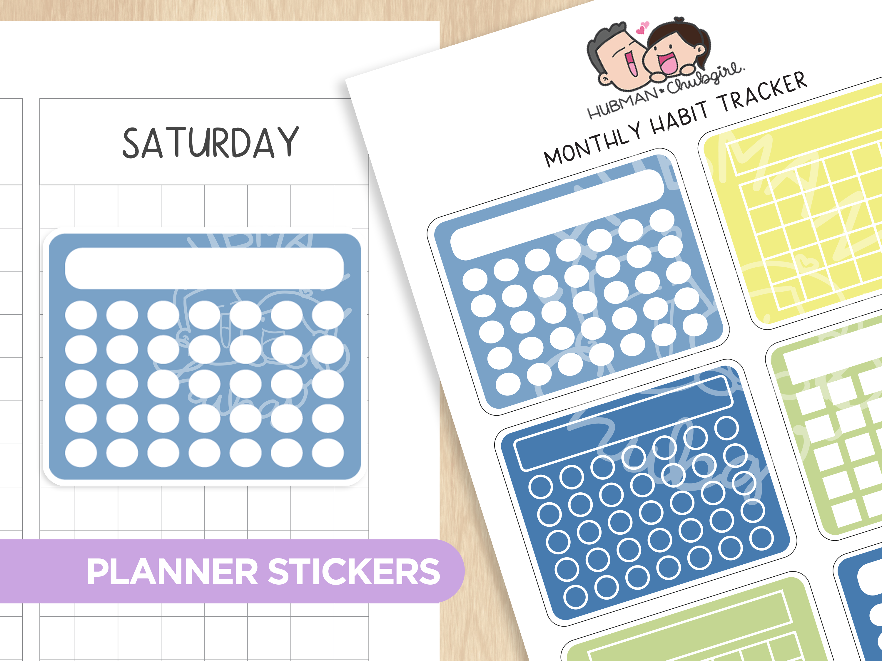Monthly Habit Tracker - Blueberry Lemonade Theme Palette