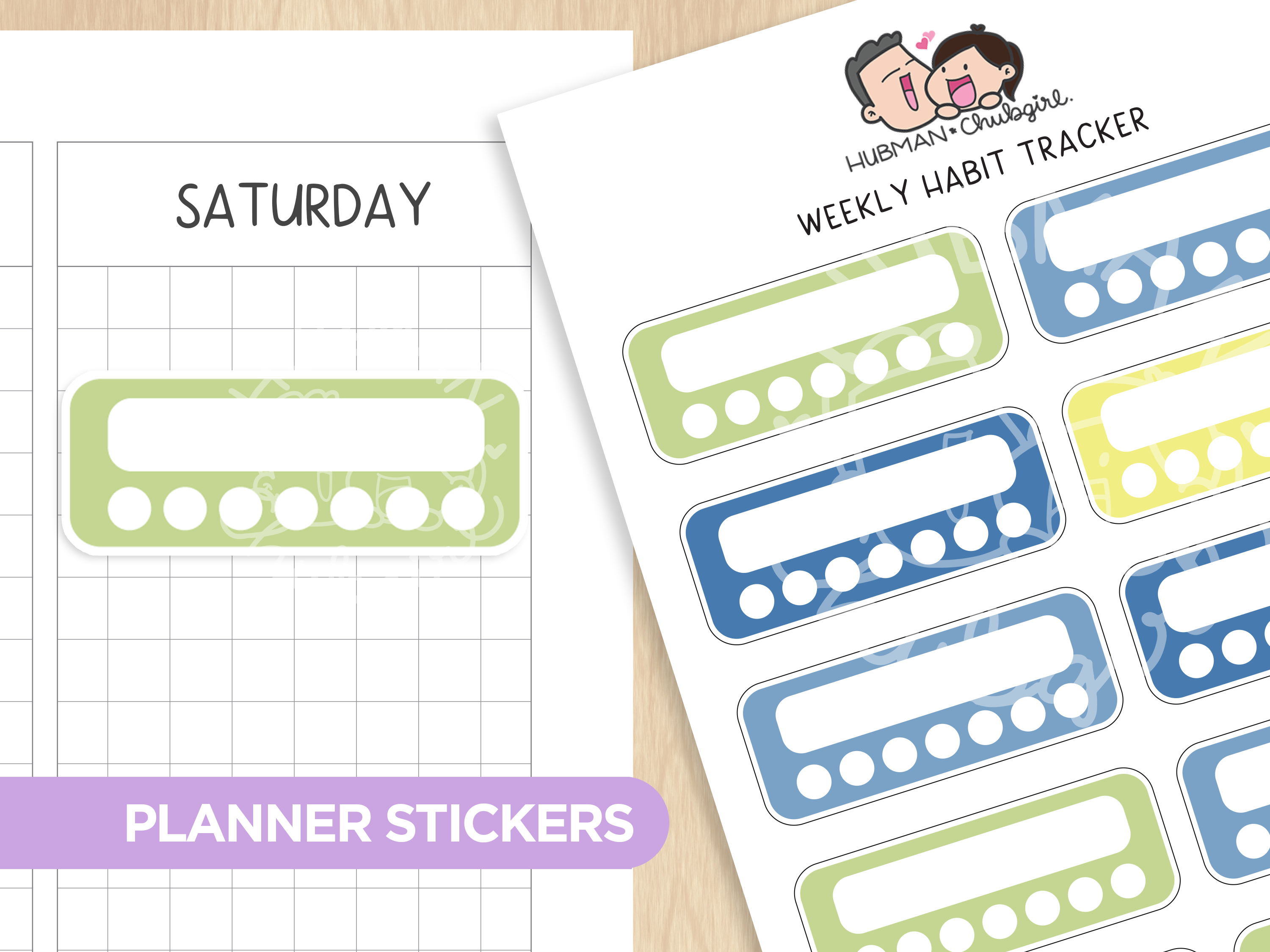 Weekly Habit Tracker - Blueberry Lemonade Theme Palette