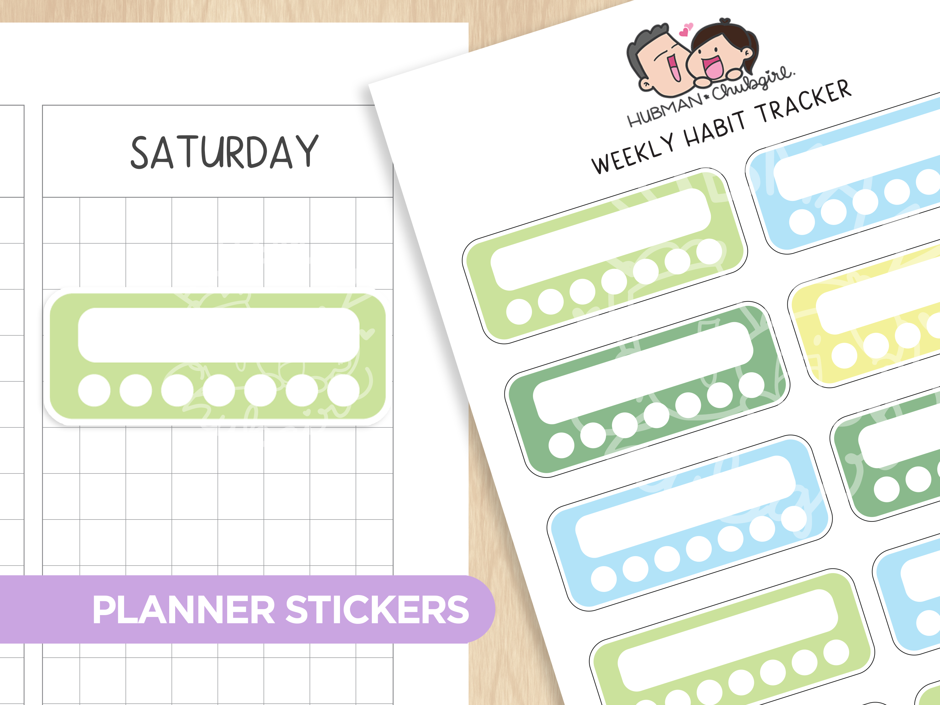 Weekly Habit Tracker - Cute Critters Theme Palette