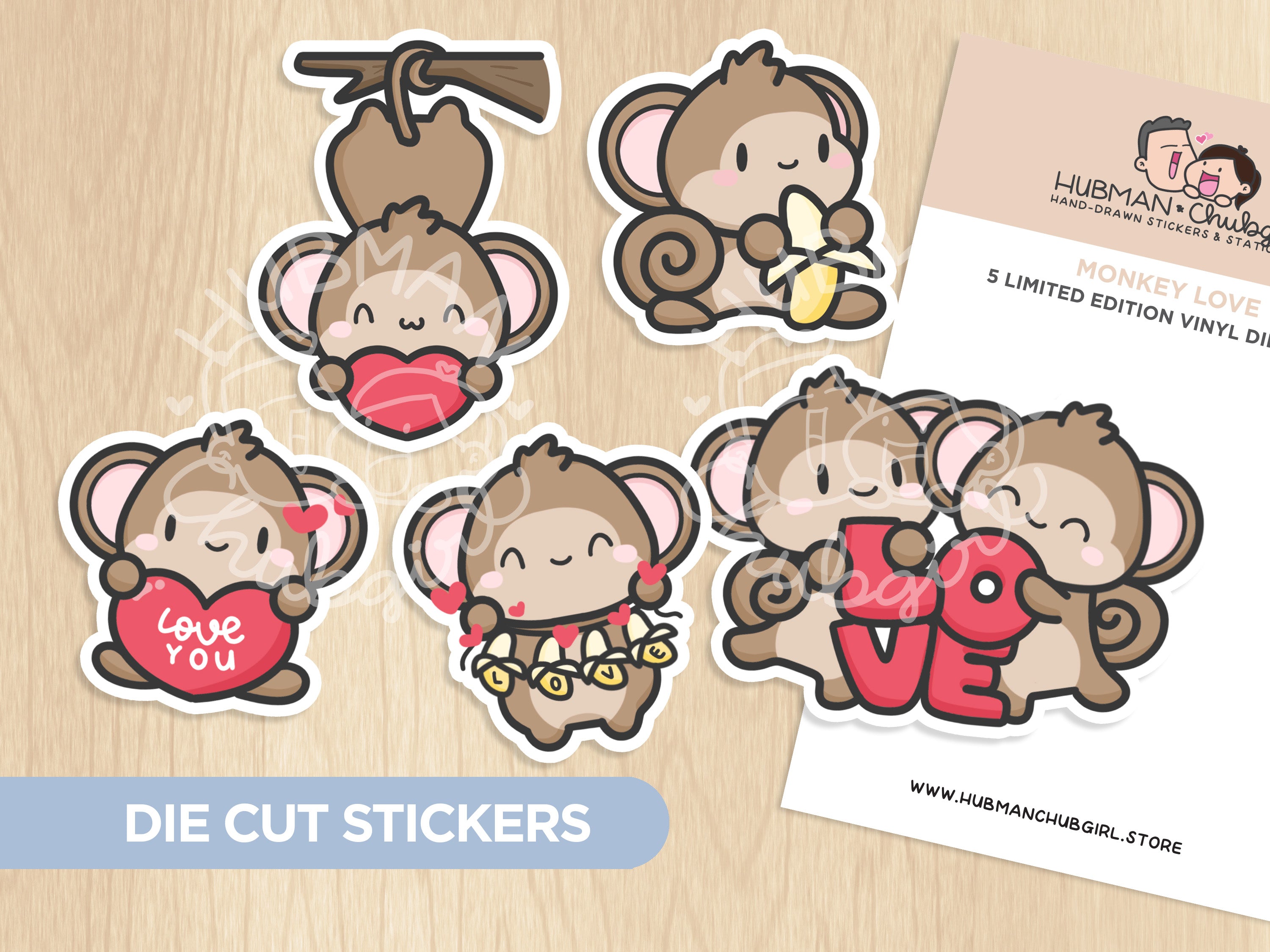 Monkey Love Die Cut Stickers