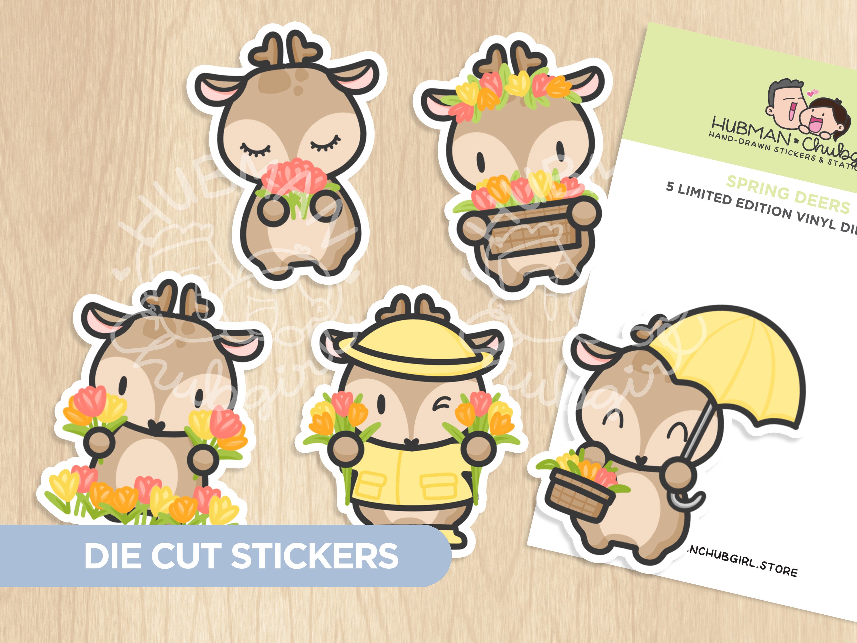 Spring Deers Die Cut Stickers
