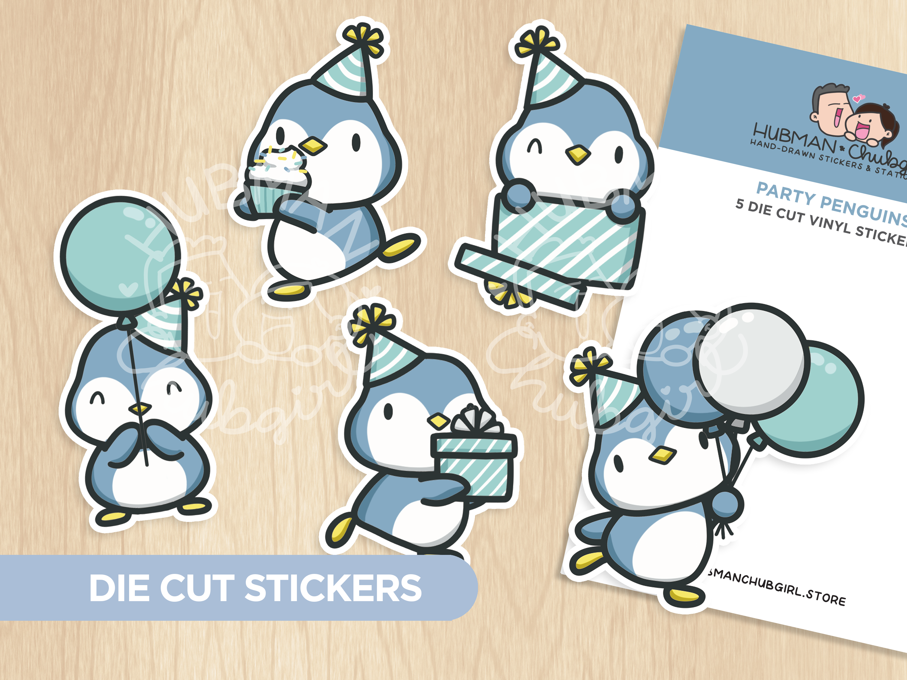 Party Penguins Die Cut Stickers (Set of 5)
