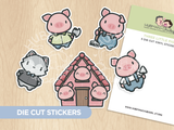 Three Little Pigs Die Cut Stickers (Set of 5)