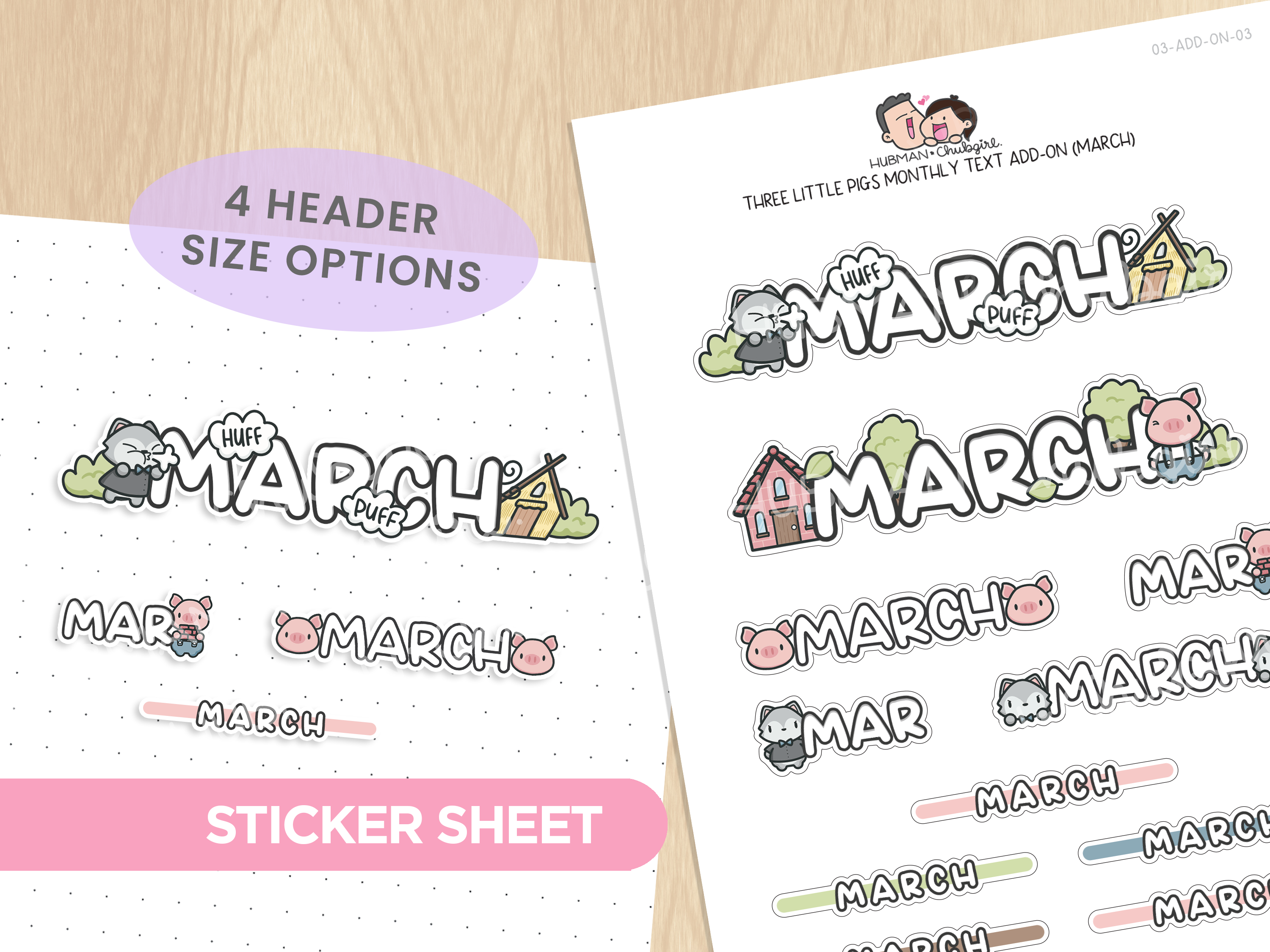 Three Little Pigs Monthly Header - Multiple Sizes