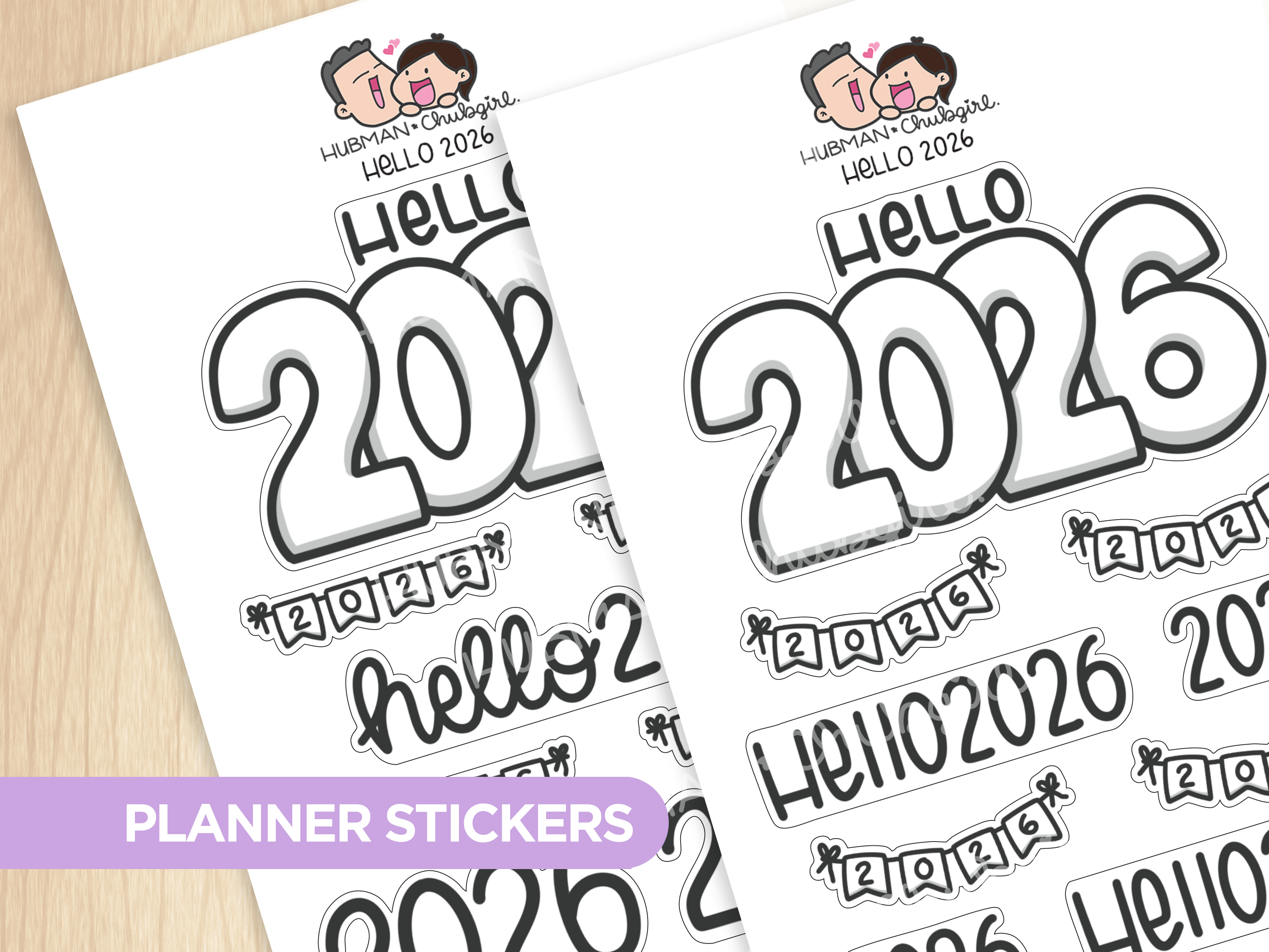 Hello 2026 Planner Stickers (Set of 2)