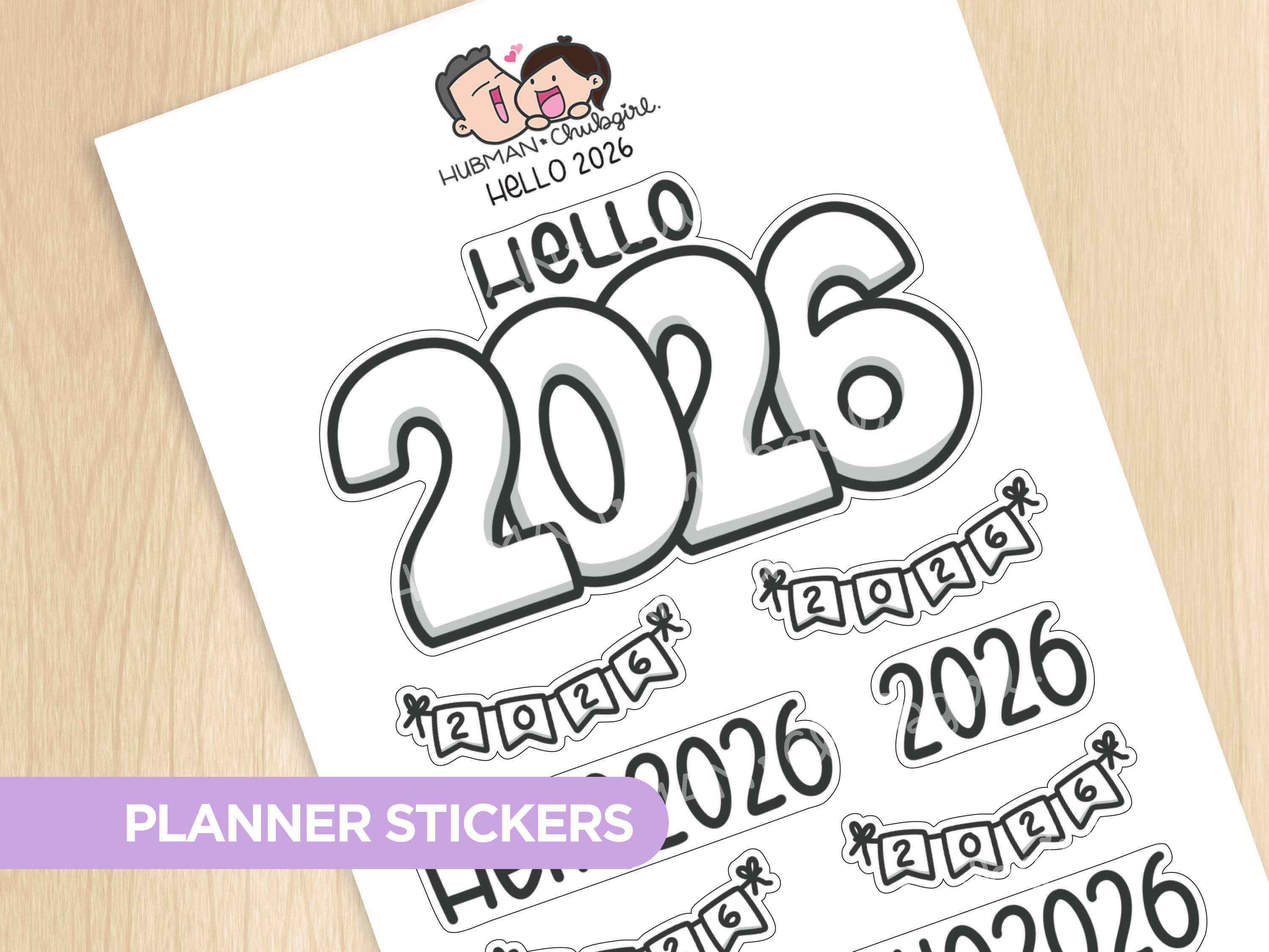 Hello 2026 Planner Stickers (Set of 2)
