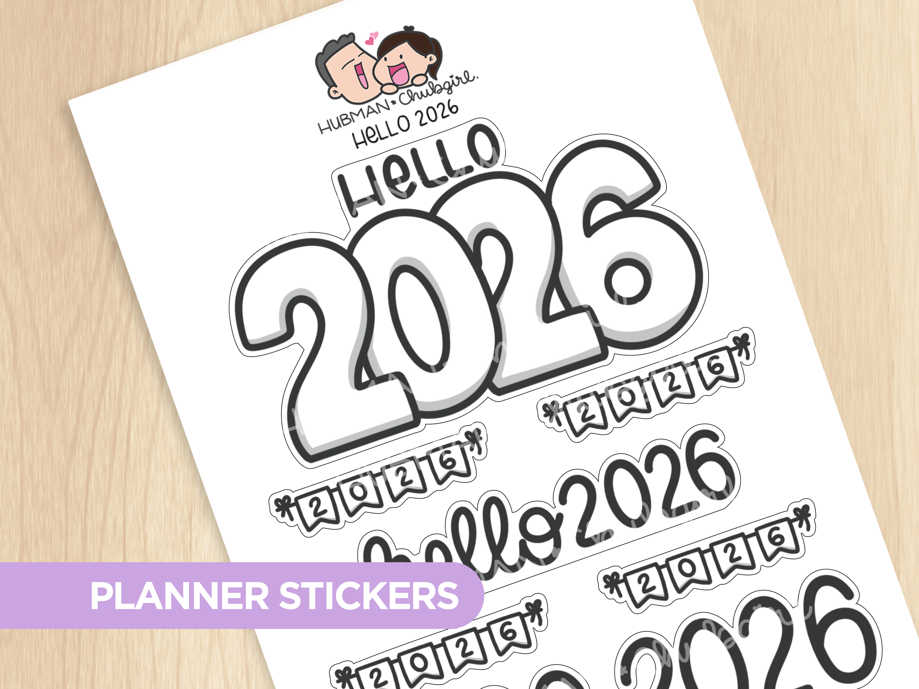 Hello 2026 Planner Stickers (Set of 2)