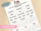 Hello 2026 Transparent Mini Calendars (Set of 2)