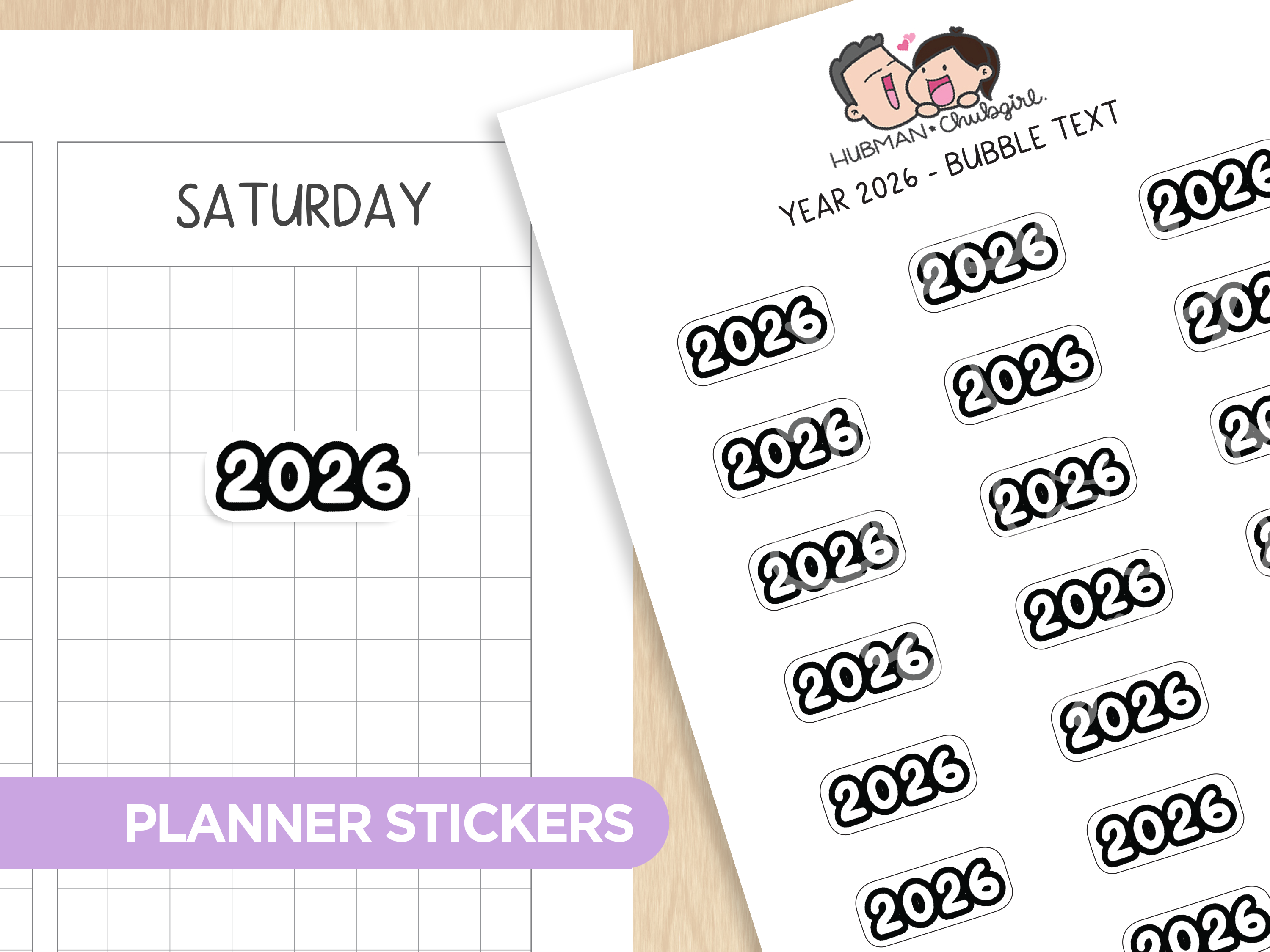 Year 2026 - Bubble (S) Planner Stickers