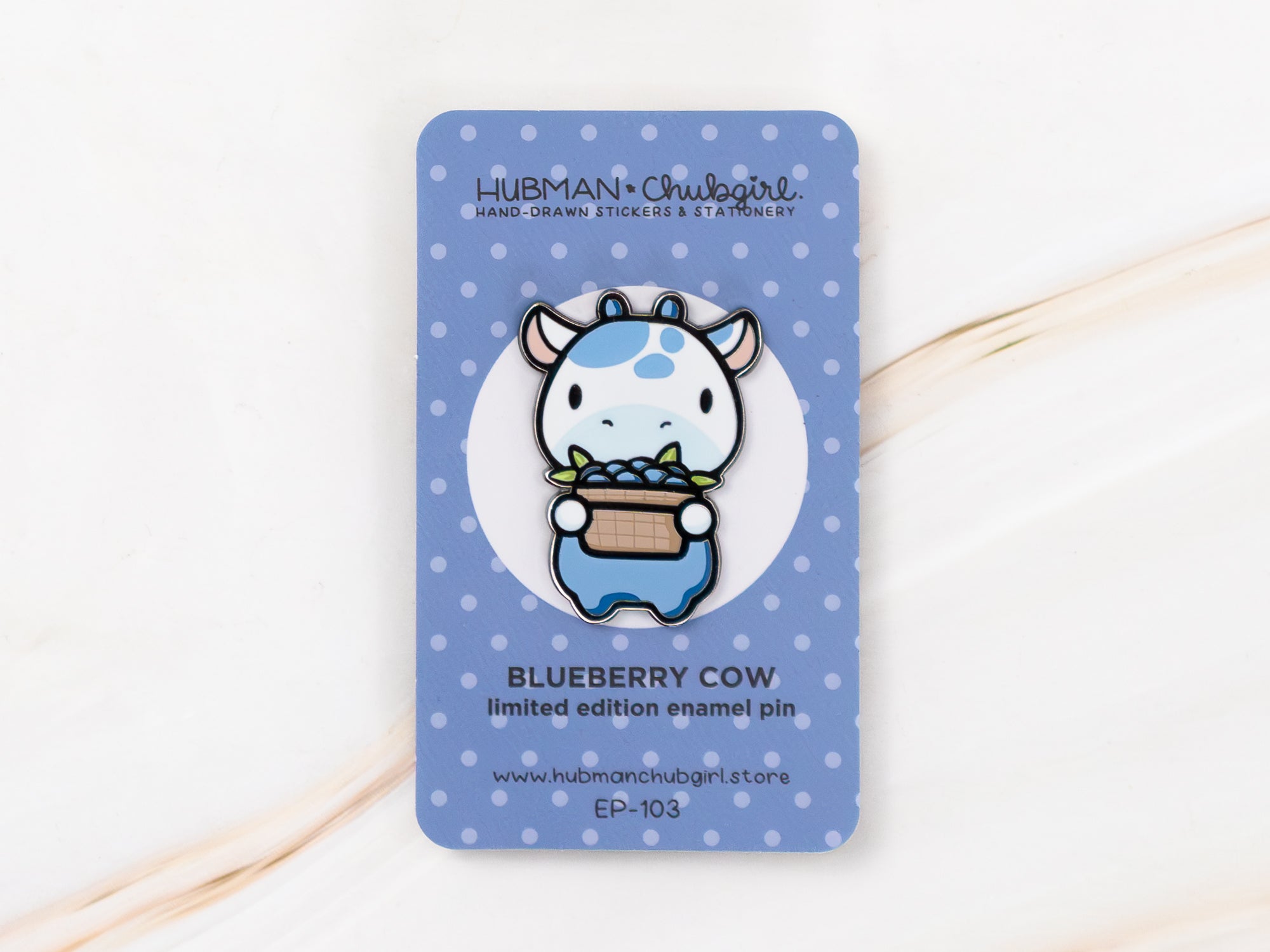 Blueberry Cow Pin