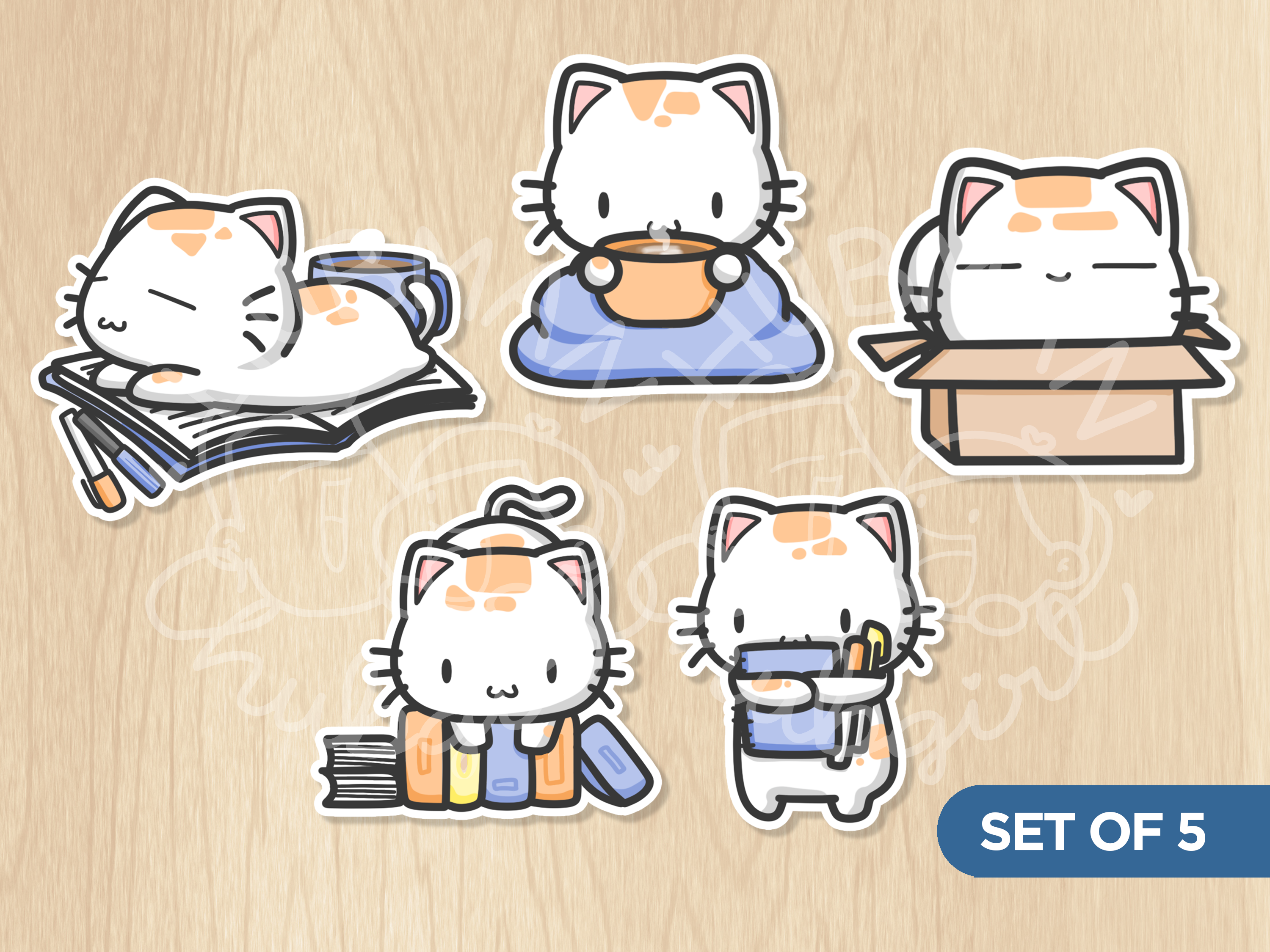 Big Cozy Cats Die Cut Stickers (Set of 5)