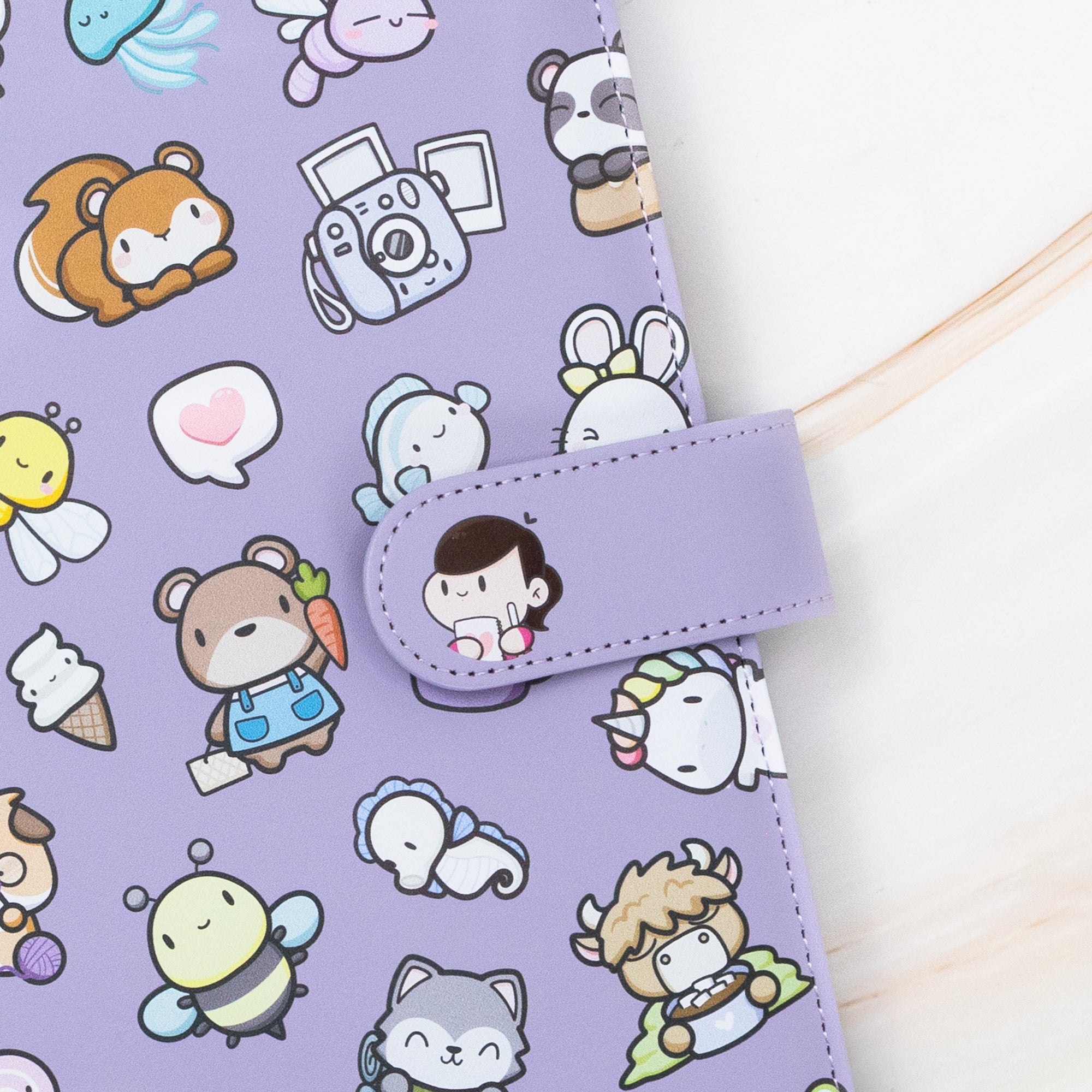 Vegan Leather Binder/Planner - Purple Critters
