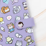 Vegan Leather Binder/Planner - Purple Critters