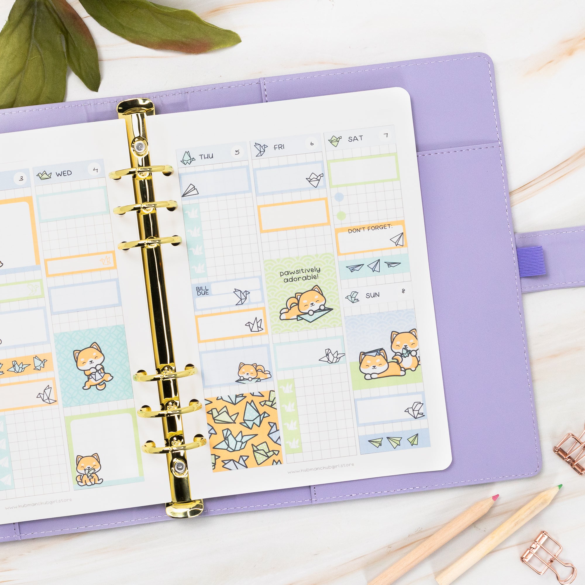Vegan Leather Binder/Planner - Purple Critters