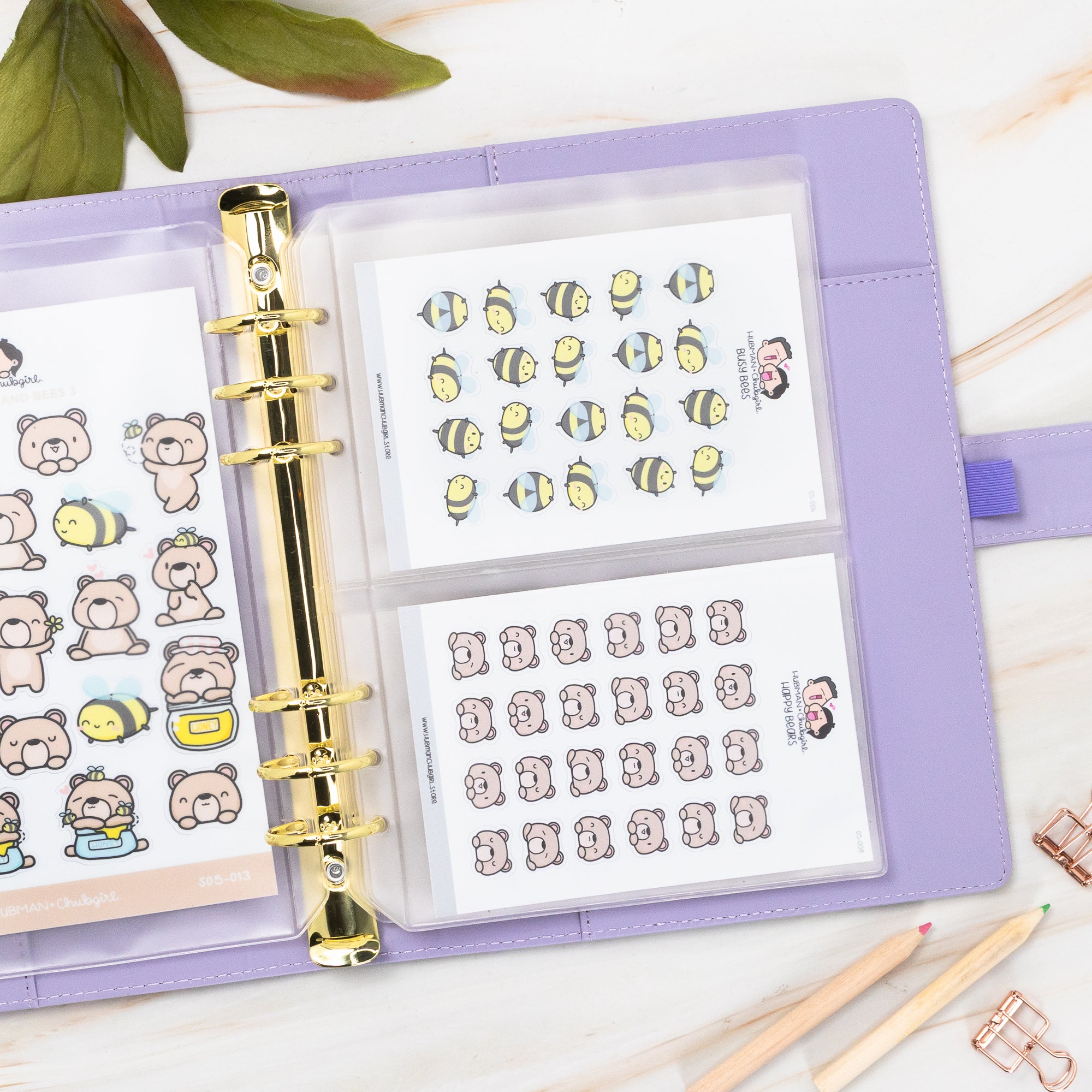 Vegan Leather Binder/Planner - Purple Critters