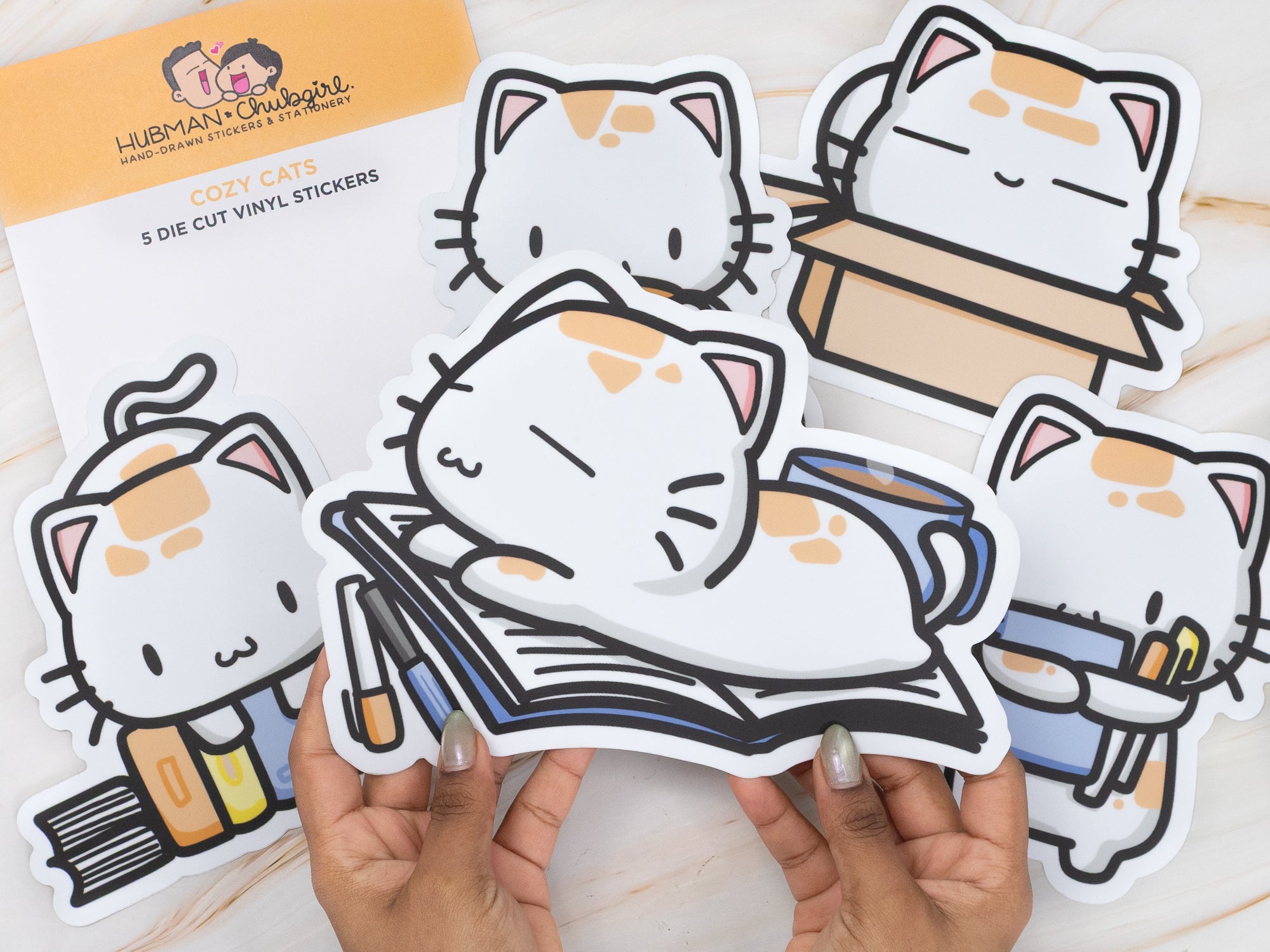 Big Cozy Cats Die Cut Stickers (Set of 5)