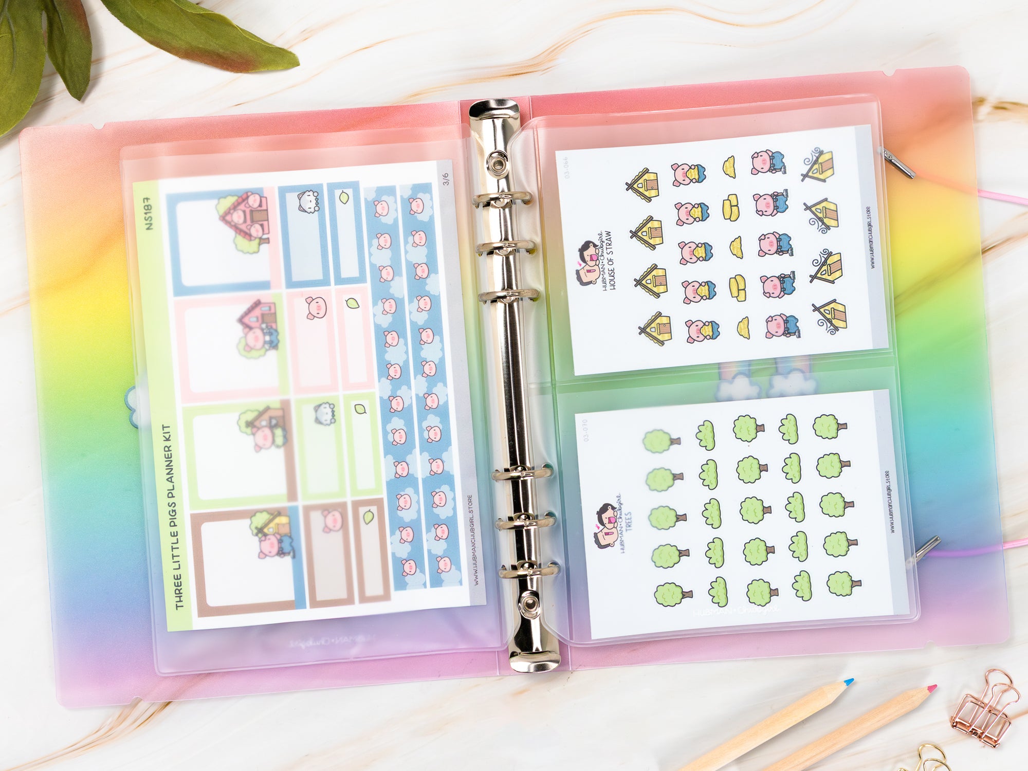 Sticker Storage Binder - Rainbow Unicorns Theme (S Size)