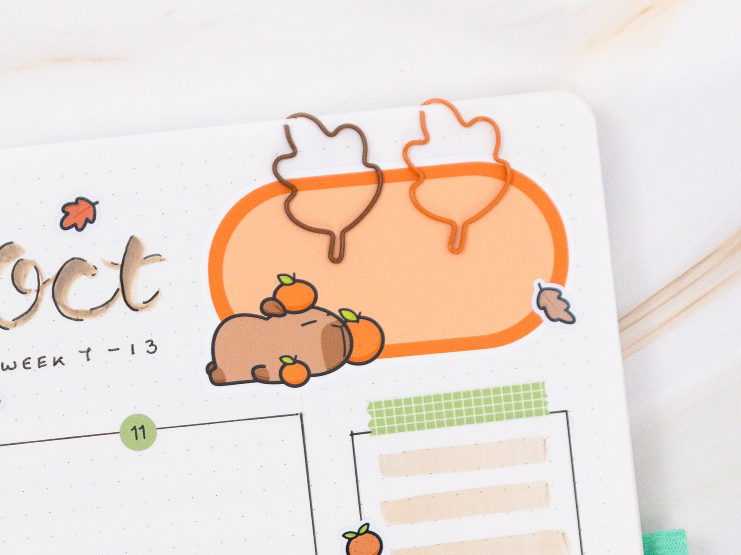 Autumn Capybaras Paper Clips (Set of 9)