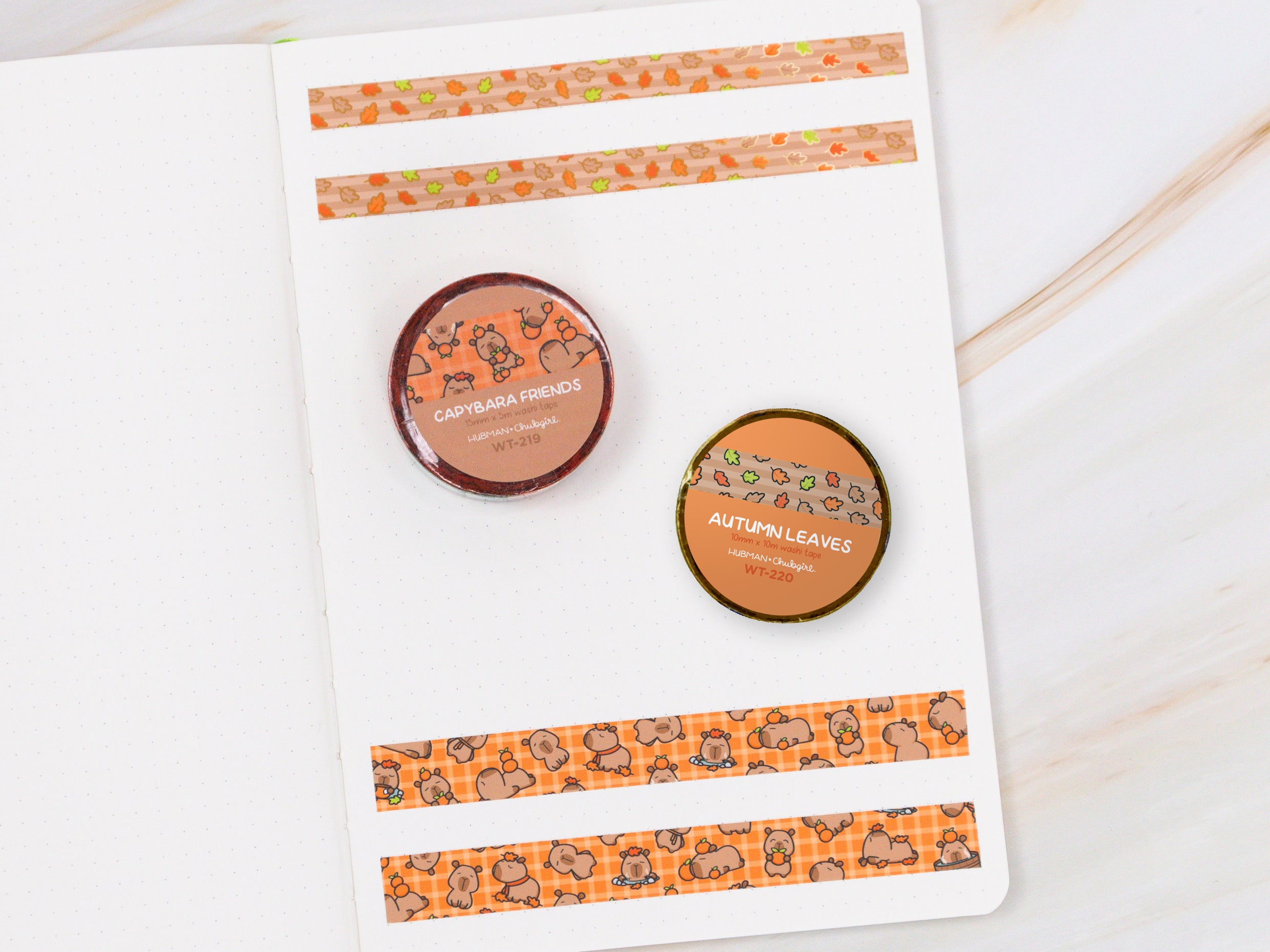 Autumn Capybaras Washi Tapes (Set of 2)