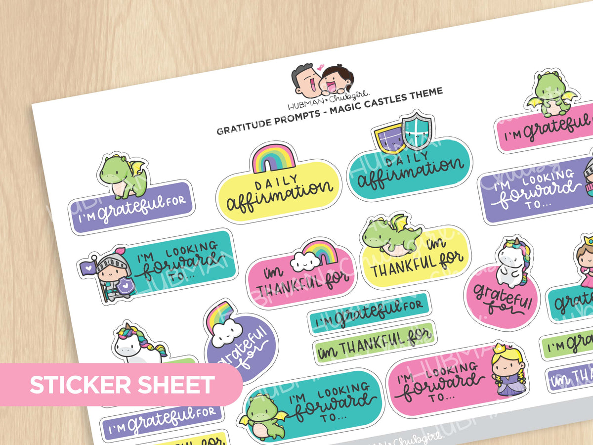 Sticker Sheet - Gratitude Prompts Magic Castles Theme – Hubman and Chubgirl