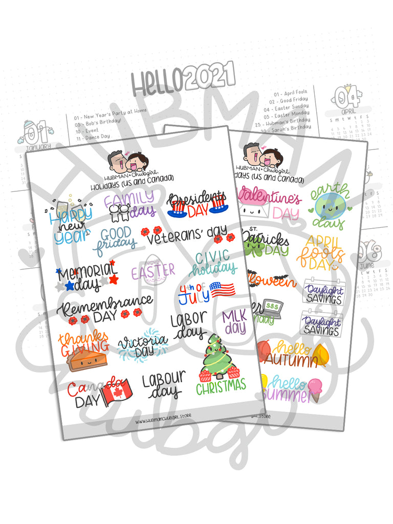 Holidays Planner Stickers Set – Hubman and Chubgirl
