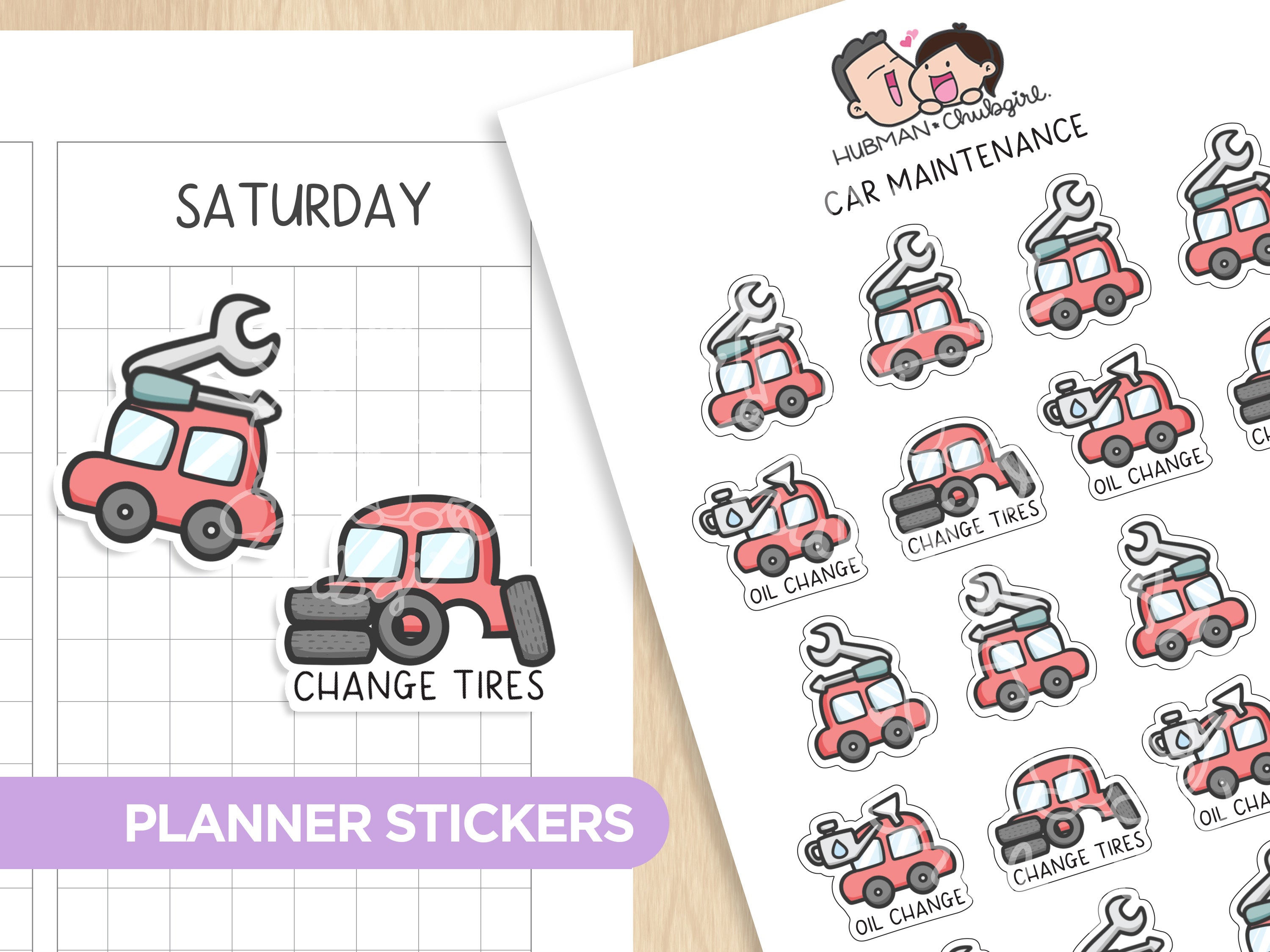 Car Maintenance Planner Stickers – Hubman and Chubgirl