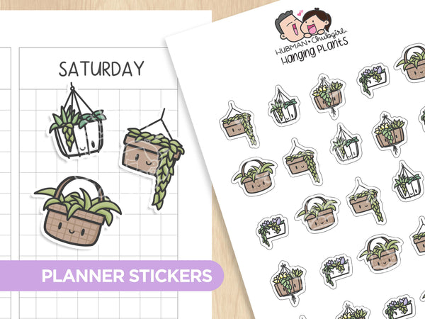 Hanging Plant Stickers Succulent Sticker Graphic by Paper
