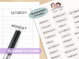 Days Text Planner Stickers - Simple