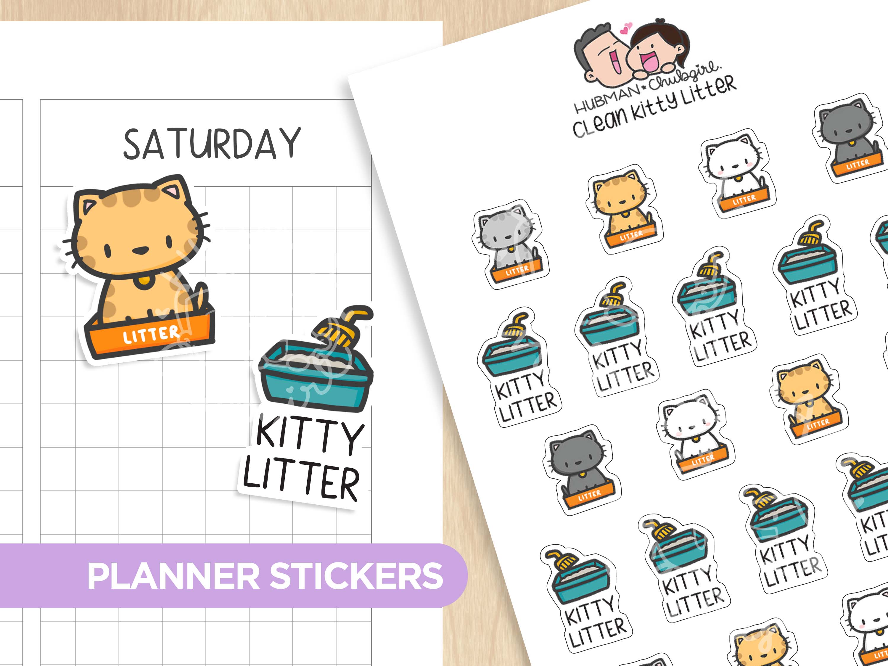 Clean Kitty Litter Planner Stickers