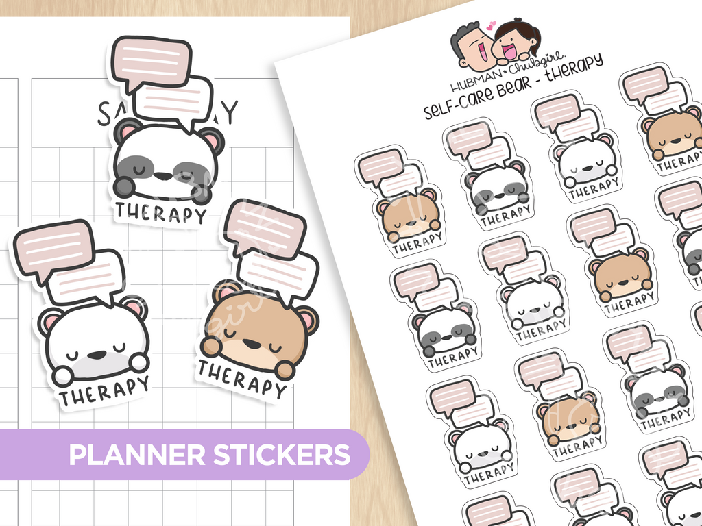 Self-Care Bear - Therapy Planner Stickers