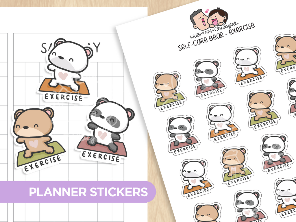 Self-Care Bear - Exercise Planner Stickers – Hubman and Chubgirl
