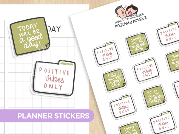 Positivity Notes 7 Planner Stickers – Hubman and Chubgirl