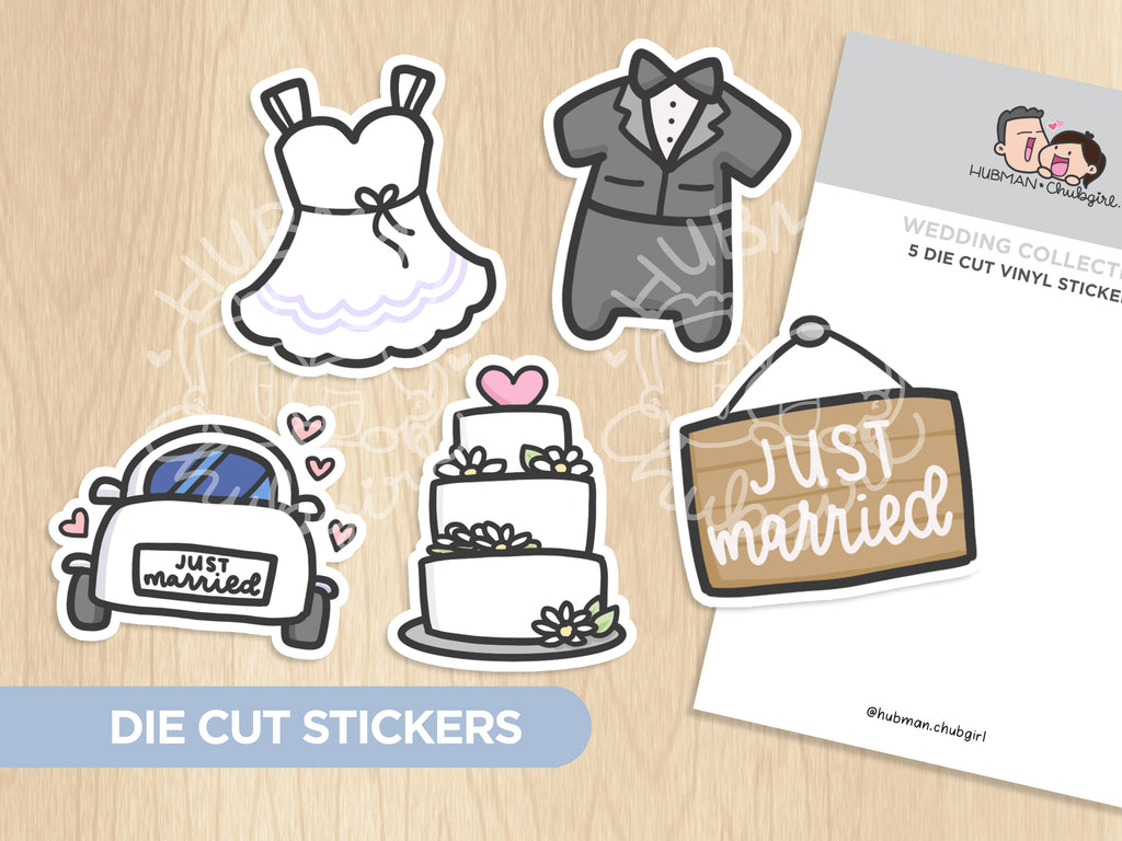 Wedding Die Cut Stickers – Hubman and Chubgirl